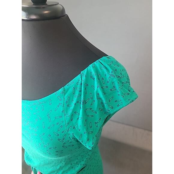 Lilly Pulitzer Laney Pin Up Dress Green Blue Knit Elastic Waist Size S GUC - Picture 4 of 9